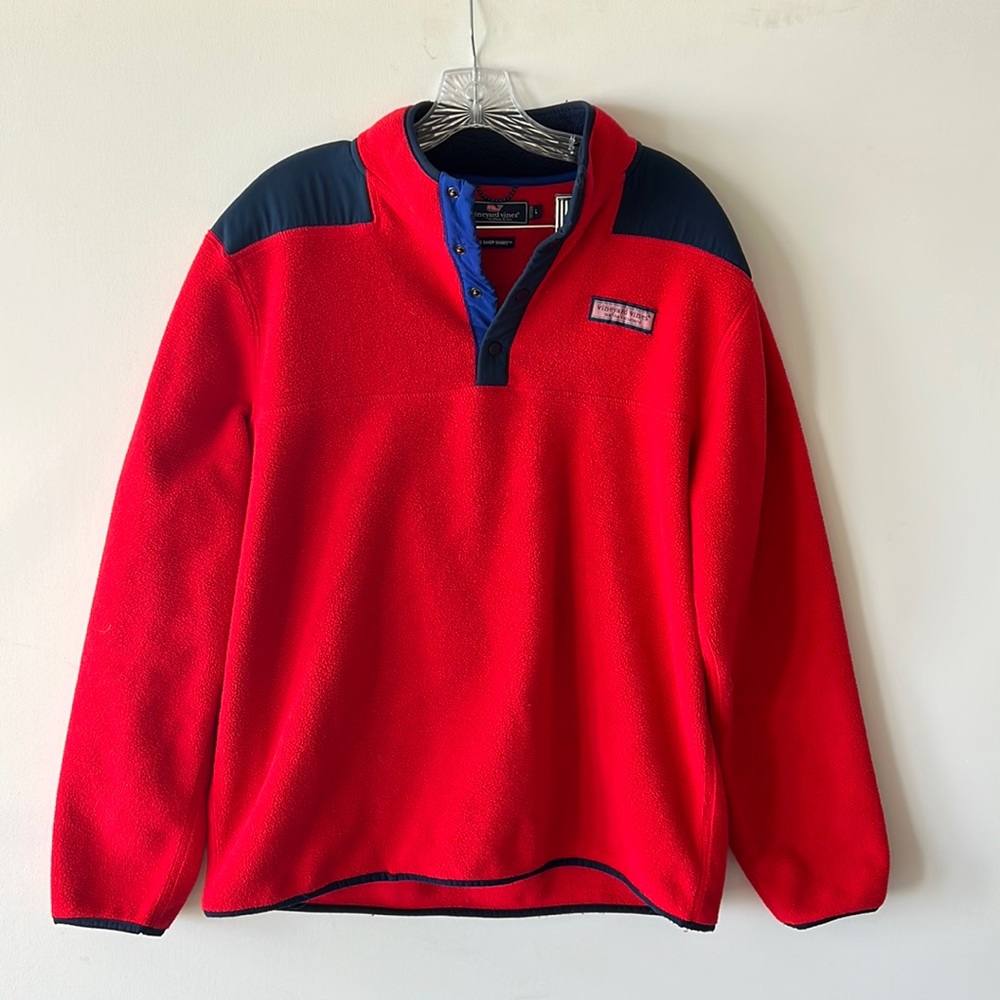 Men’s large vineyard, vines, Shep, corder snap zip in resort red